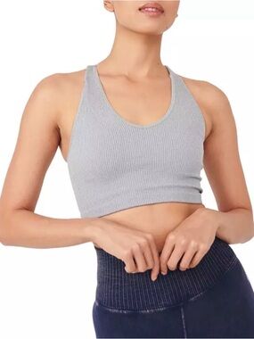 NWOT Free People Movement Ribbed Racerback Crop Bralette - Light Gray